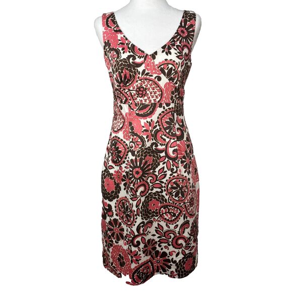 mercer & madison Dresses & Skirts - Mercer & Madison Sheath Dress Women's‎ Sz 2 Pink Brown Floral Lined Retro Party